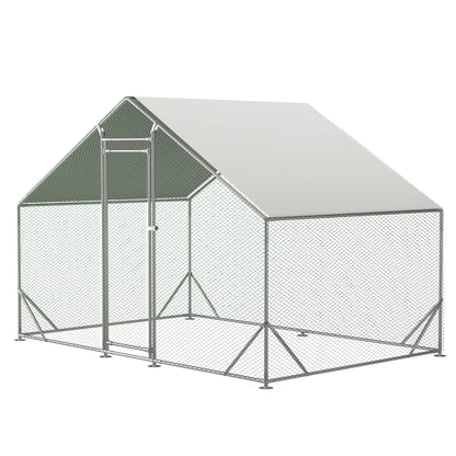 Large Metal Walk-In Chicken Coop & Run with Waterproof UV Cover — Outdoor Poultry / Hen Pen