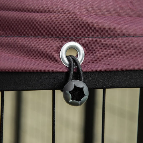 Outdoor Dog Kennel with Rotating Bowl Rack & Waterproof Cover — Secure Pet Run