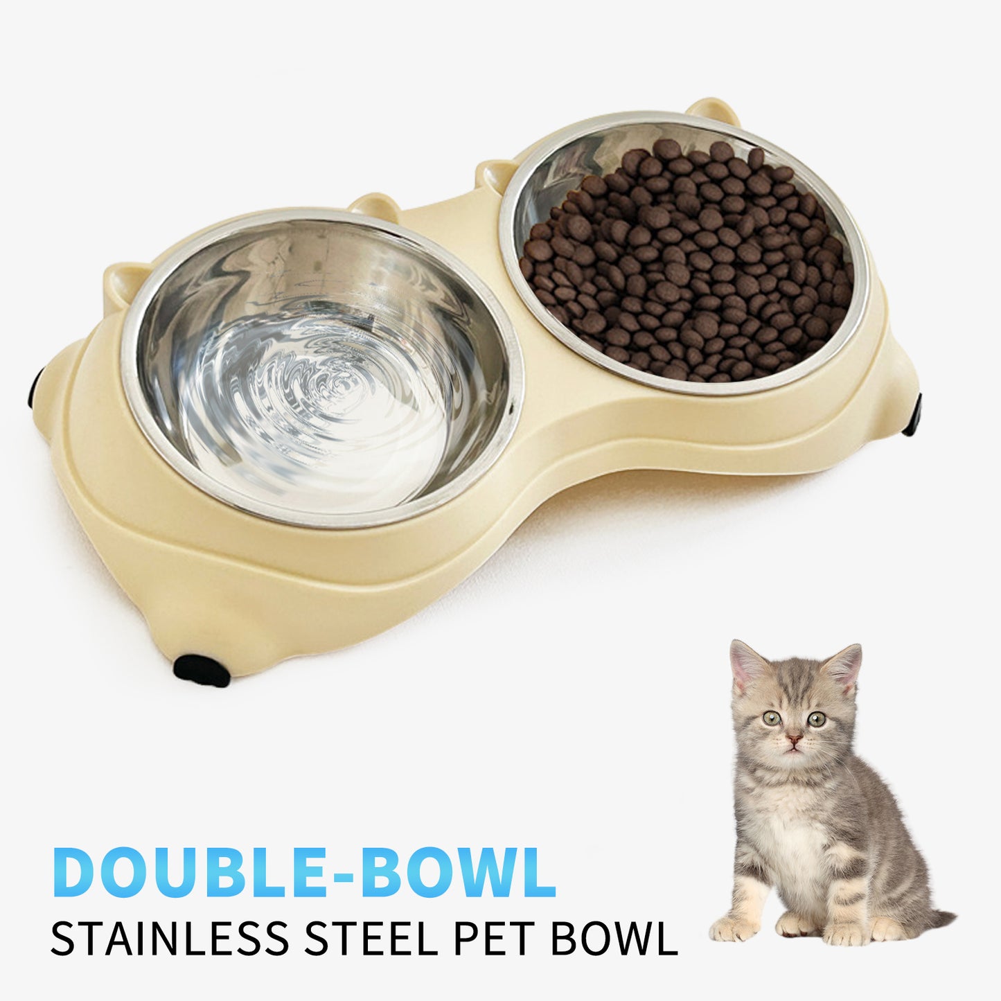 Double Stainless Steel Pet Bowl Set — Durable Pet Feeding & Water Station