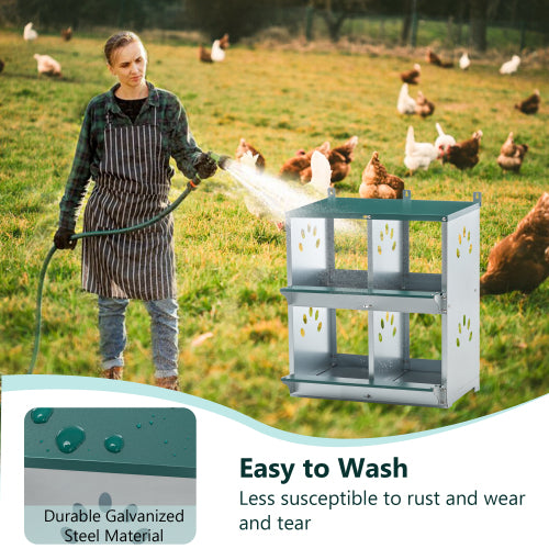 4-Compartment Galvanized Chicken Nesting Box – Durable Hen Laying Box for Backyard Coops